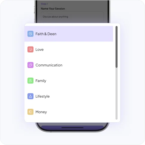 Choose a deck: session name and topic categories